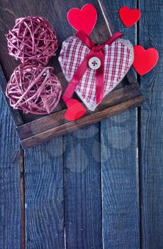 red heart on wooden background,background for Valentine's day