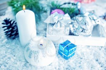 christmas decoration on a table, christmas background