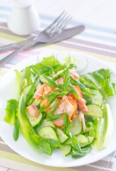 salad with salmon and cucumber