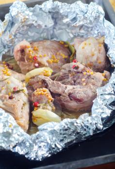 baked meat in the foil
