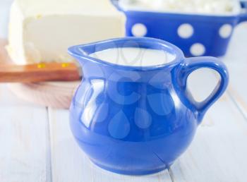 milk in blue jug