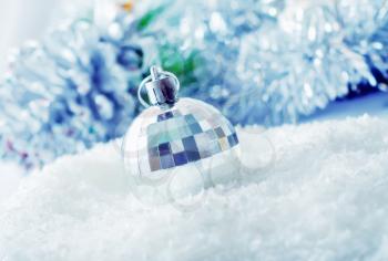 Christmas balls, Silver balls, Christmas decoration on the light background