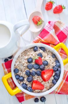 oat flakes with berries in the bowl