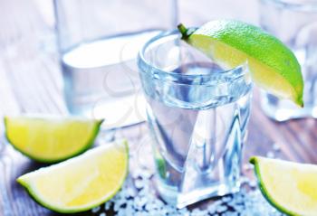  cold tequila with fresh lime and salt