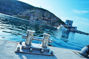 Boats and yachts in old port in Crimea