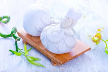 ingredients for massage on white table