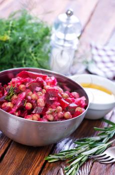 salad with boiled beet in the bowl