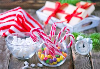 christmas sweety and decoration on a table