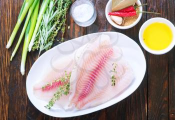 fish fillet on plate and on a table