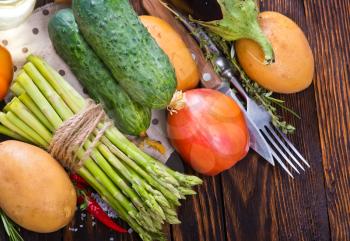 fresh vegetables, autumn harvest of vegetables on a table