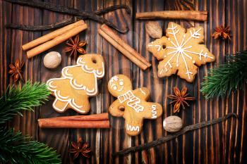 christmas cookies on a table, ginger cookies