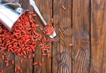 goji berries on the wooden table