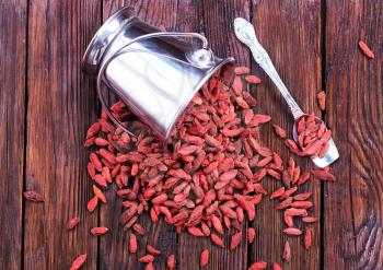 goji berries on the wooden table