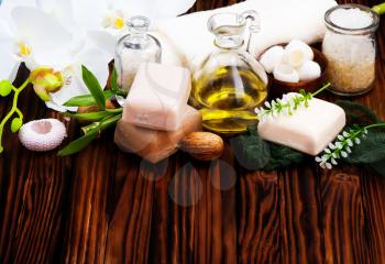 spa objects on the wooden background, SPA