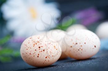 color easter eggs on the table, easter background