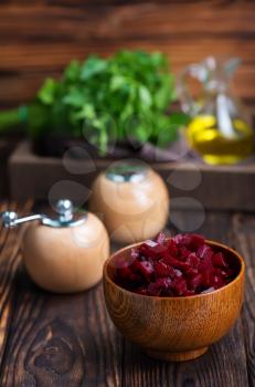 boiled beet, salad with beet and oil