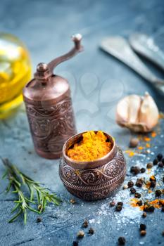 aroma spice on the gray beton table