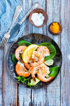 salad with boiled shrimps and aroma spice, stock photo