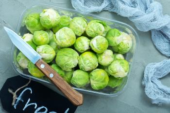brussel sprouts on a table, stock photo