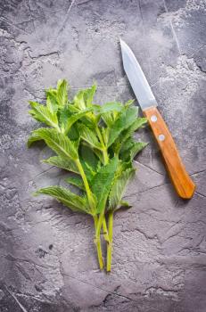 fresh mint on a table, stock photo