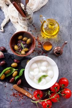 fresh ingredients for caprese salad on a table