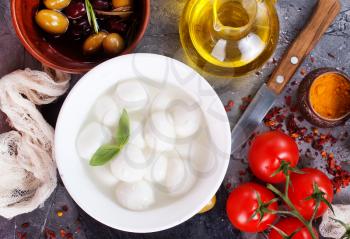 fresh ingredients for caprese salad on a table