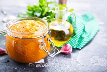 caviar from baked vegetables with salt and spice