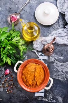 caviar from baked vegetables with salt and spice