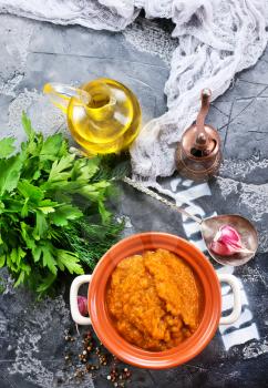 caviar from baked vegetables with salt and spice