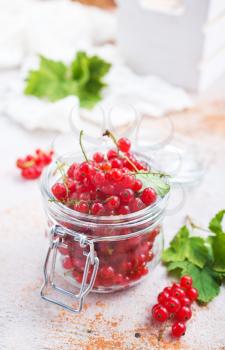 red currant in glass bank, fresh currant