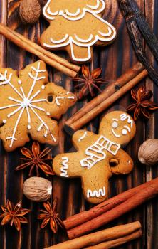 christmas cookies on a table, ginger cookies