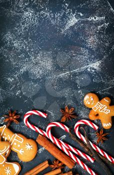 christmas cookies on a table, ginger cookies