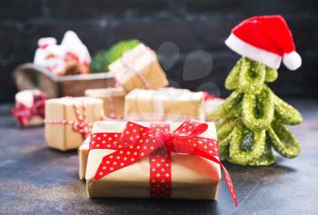 christmas decoration, box for present on a table