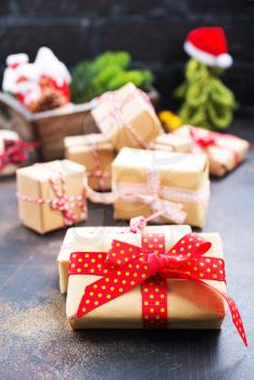 christmas decoration, box for present on a table