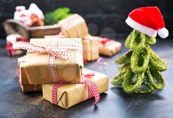 christmas decoration, box for present on a table