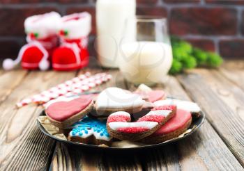 color christmas cookies, ginger cookies, stock photo