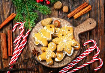 christmas cookies with aroma spice on plate