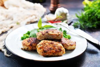 fried cutlets with green pea, cutlets with pea