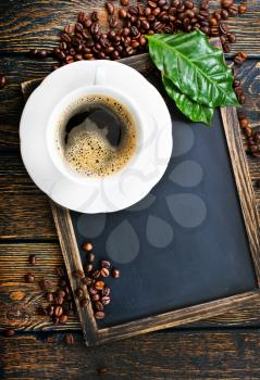 coffee background, coffee on a table, copy space for your text.