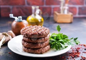 fried cutlets for burger with spice, stock photo