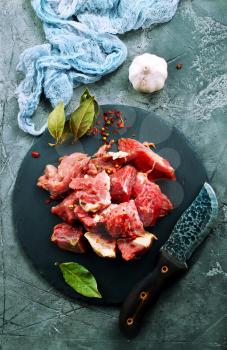 raw meat with salt and spice, stock photo