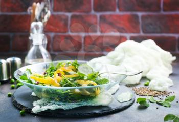 vegetable salad with oil and salt, fresh salad,diet food,stock photo