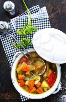 Homemade chicken vegetable soup, stock photo