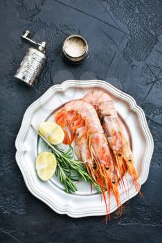 boiled shrimps with spice and salt, seafood
