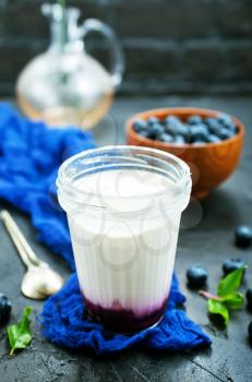 yogurt with fresh berries, desert with blueberry