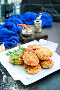 chicken cutlets, fried cutlets on white plate