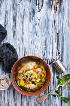 fresh soup  with mushrooms and vegetables