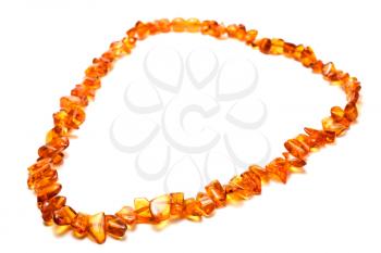 Amber necklace isolated on white background