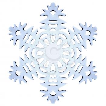 Blue icy decorative snowflake isolated on white background