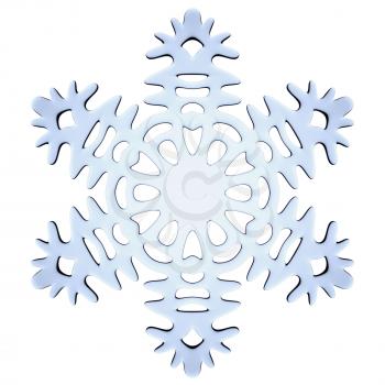 Blue icy decorative snowflake isolated on white background